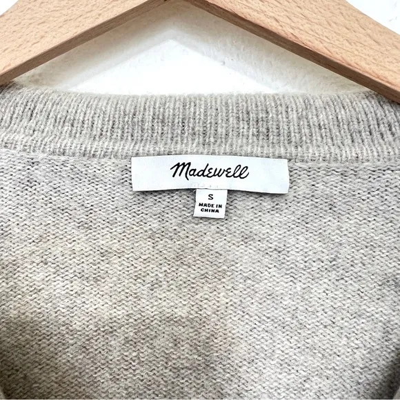 Madewell Tipped Davie Polo Sweater Heather Wheat Cozy Soft Merino Wool Sz. Small