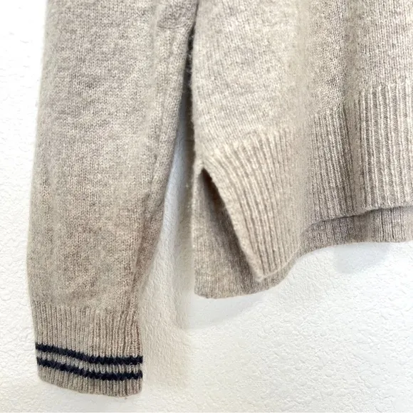 Madewell Tipped Davie Polo Sweater Heather Wheat Cozy Soft Merino Wool Sz. Small
