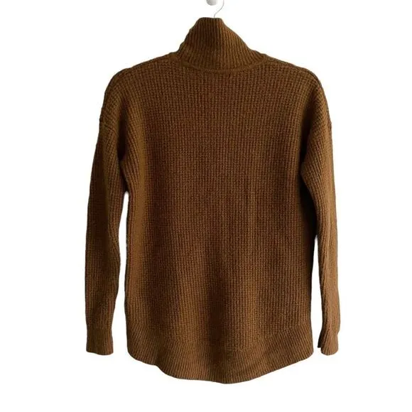 MADEWELL Wool Waffle Thermal Turtleneck Mock Neck Sweater Brown XS