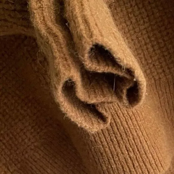 MADEWELL Wool Waffle Thermal Turtleneck Mock Neck Sweater Brown XS