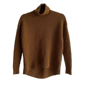 MADEWELL Wool Waffle Thermal Turtleneck Mock Neck Sweater Brown XS