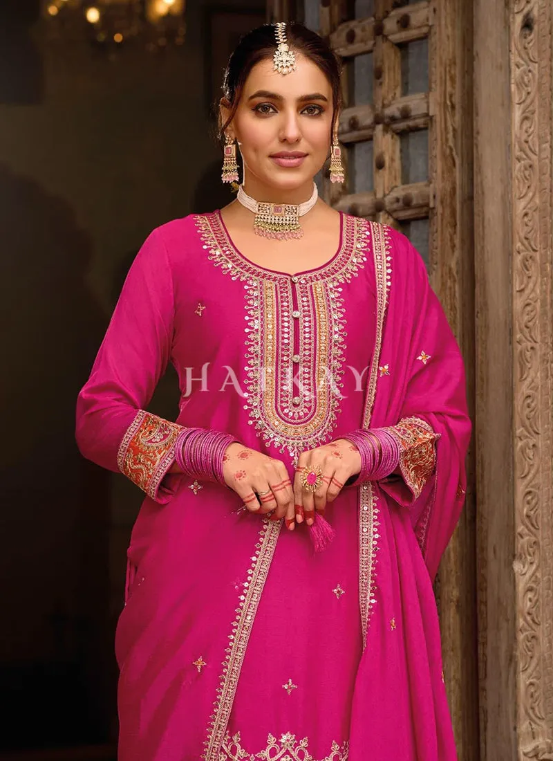 Magenta Pink Multi Embroidery Salwar Kameez