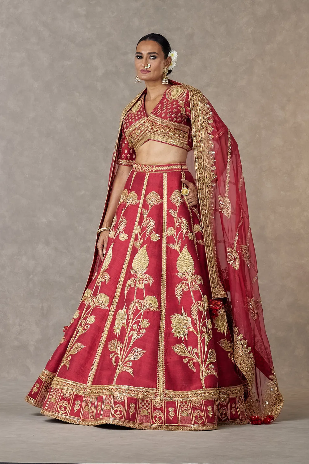 Maroon 'Anar-Phool' Lehenga Set