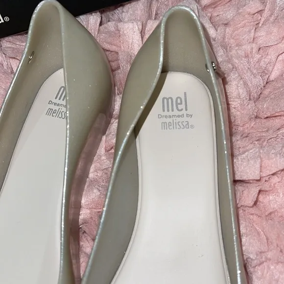 Melissa silver butterfly flats nwt