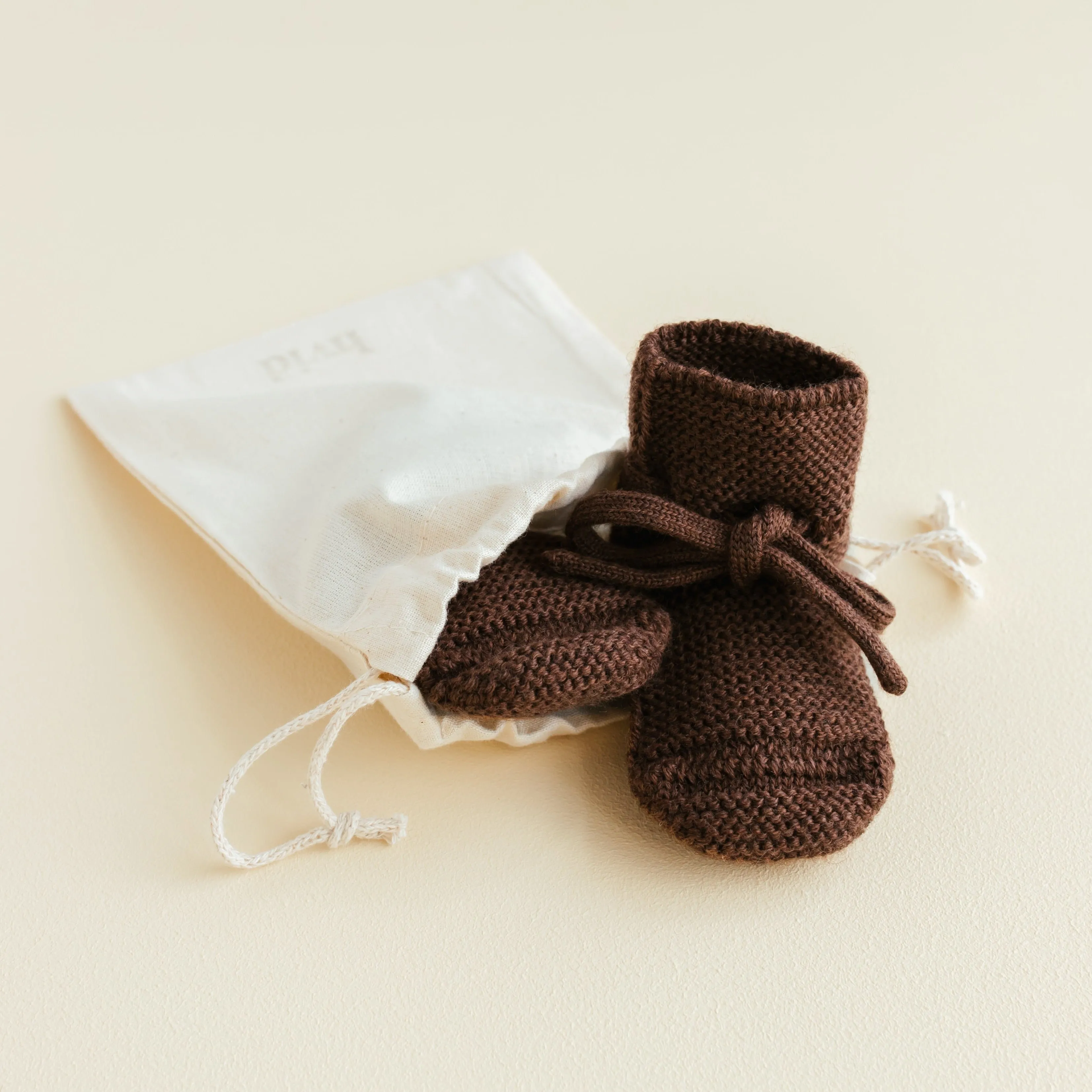 Merino Wool Baby Booties (Dark Brown)