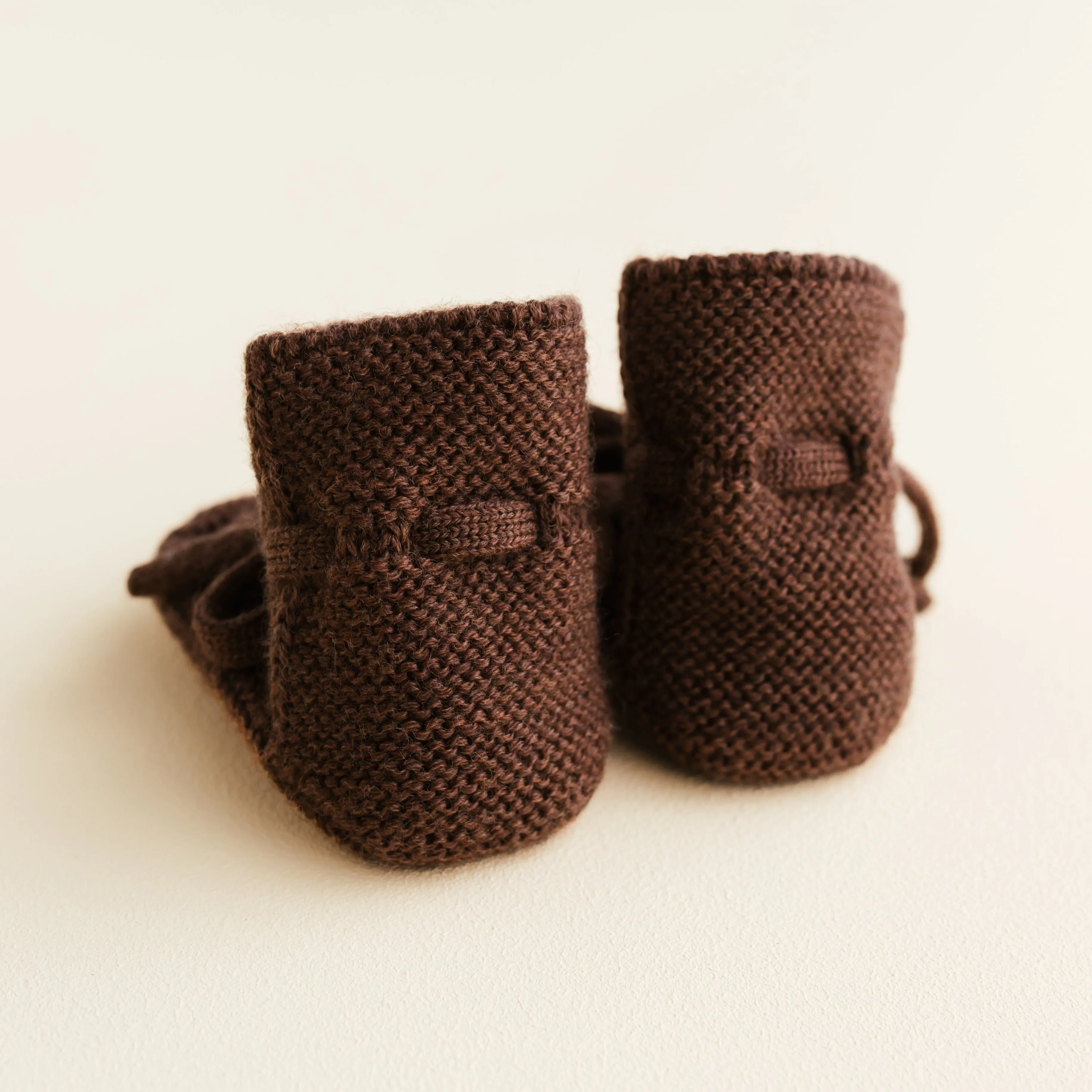 Merino Wool Baby Booties (Dark Brown)