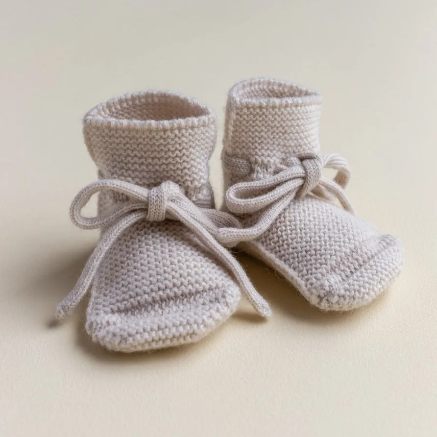 Merino Wool Baby Booties (Off White)