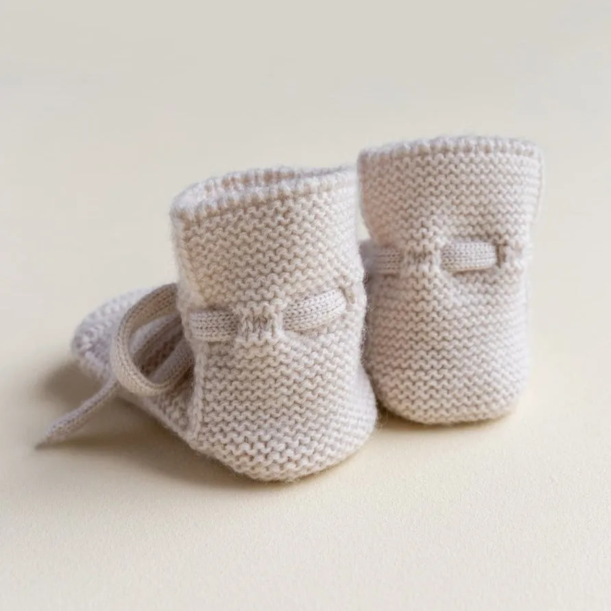 Merino Wool Baby Booties (Off White)
