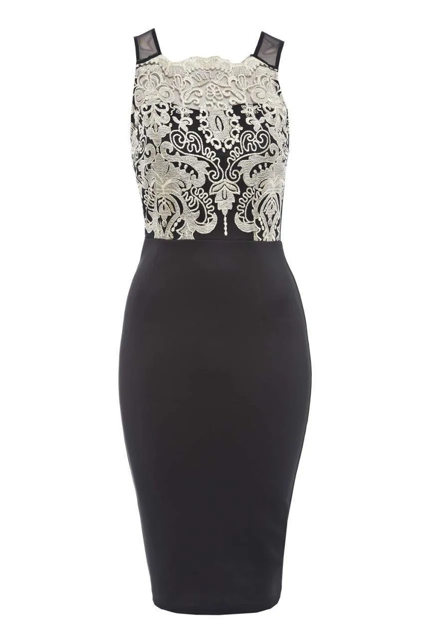 Metallic Crochet Detail Midi Dress
