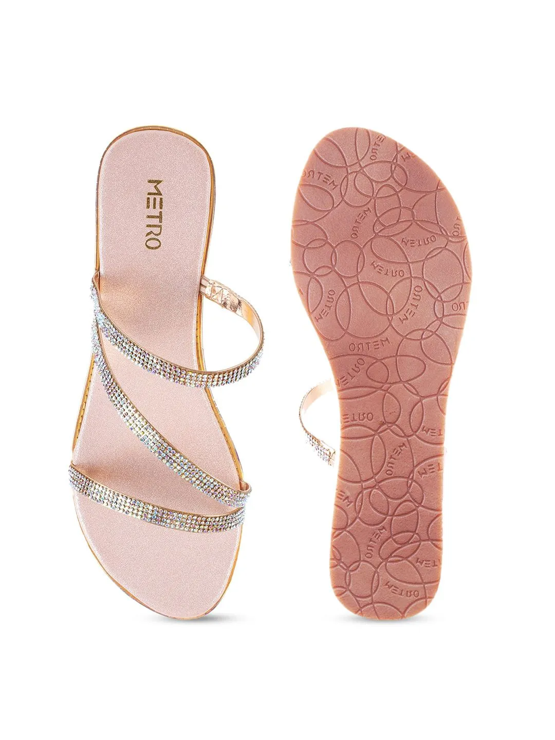 Metro Embellished Open Toe Flats