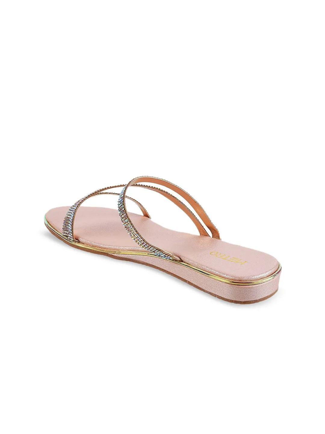 Metro Embellished Open Toe Flats