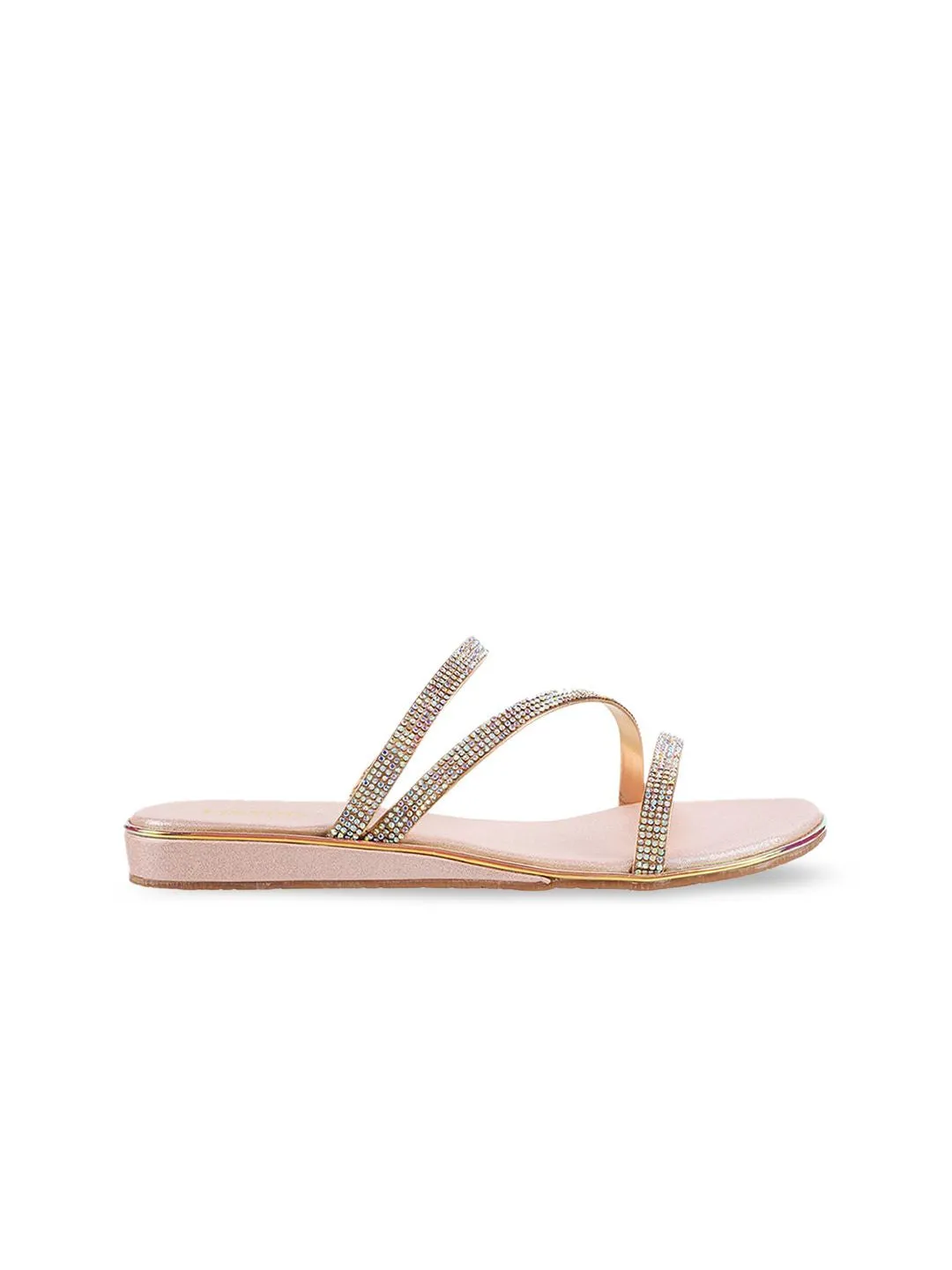 Metro Embellished Open Toe Flats