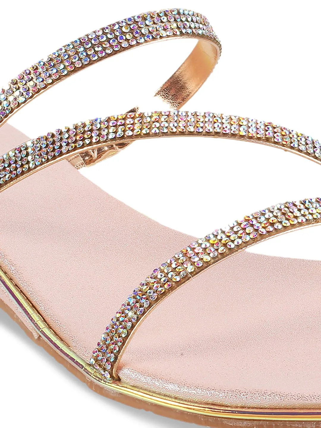 Metro Embellished Open Toe Flats