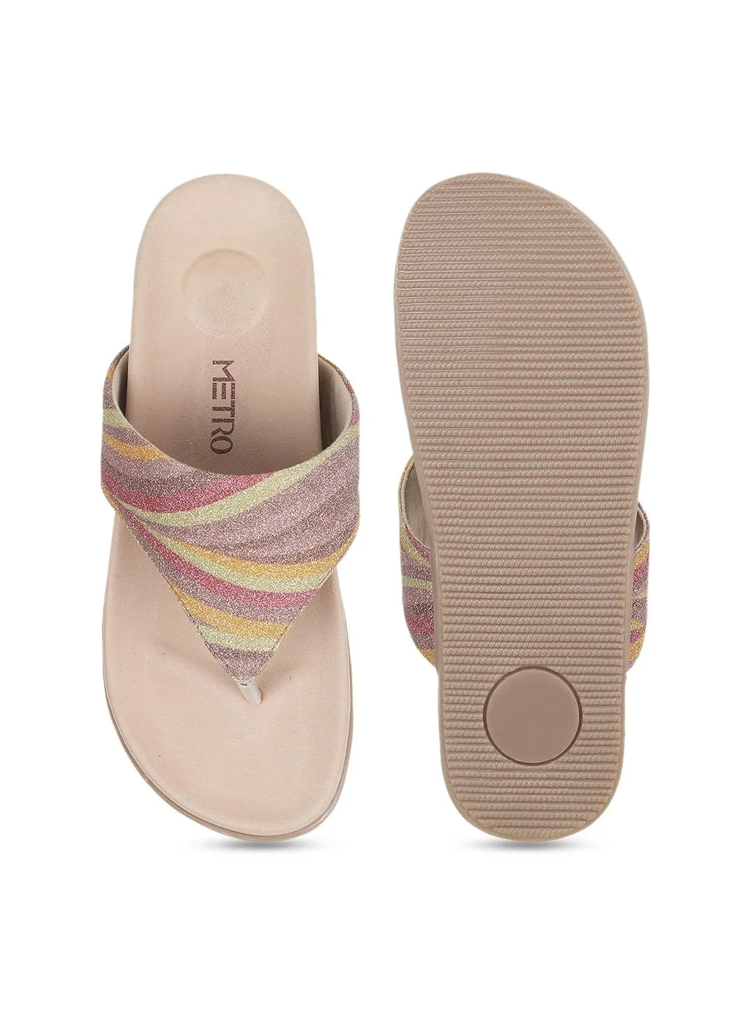 Metro Women Embellished Open Toe Flats