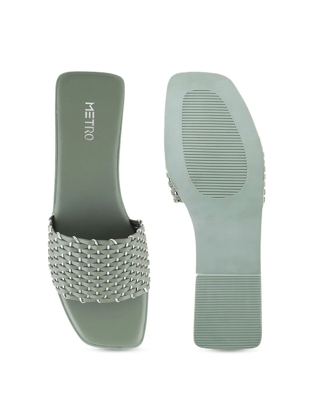 Metro Women Green Open Toe Flats