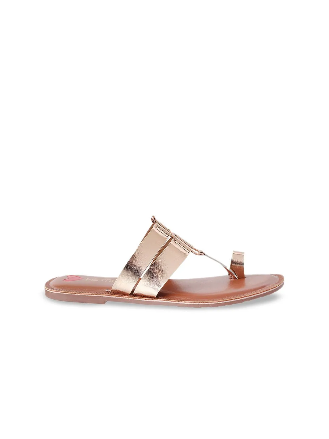 Metro Women Rose Gold Ethnic One Toe Flats