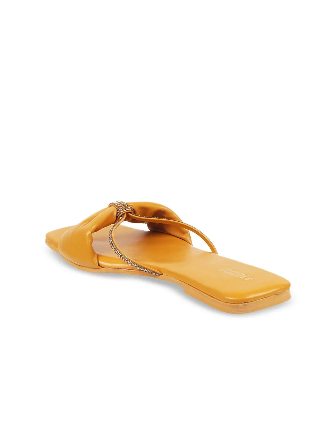 Metro Women Yellow Embellished Open Toe Flats