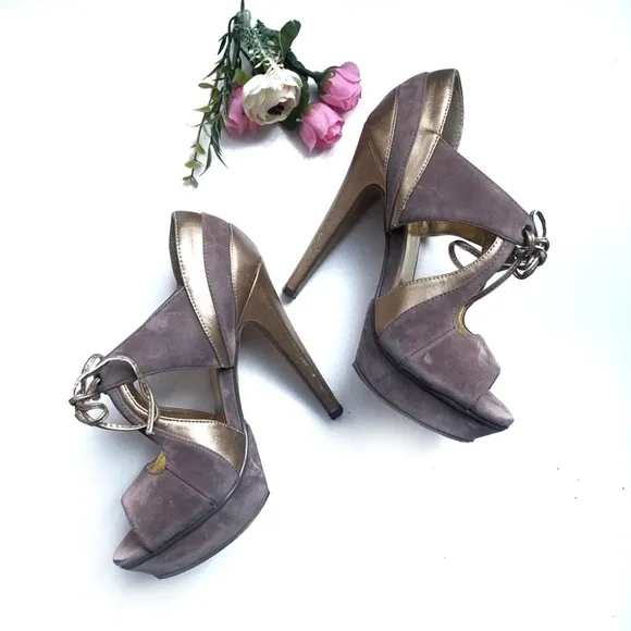 Michael Antonio Anklestrap peep toe bootie heels size 7.5