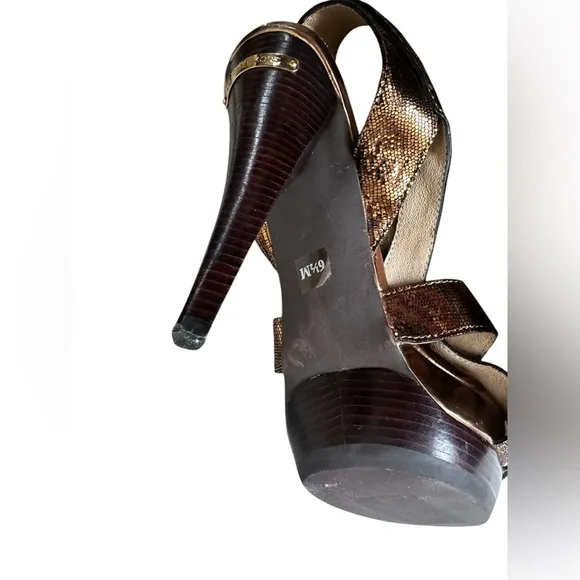 Michael Kors Niki Crossstrap Stiletto Heels – Antique Brass Gold, Size 6.5