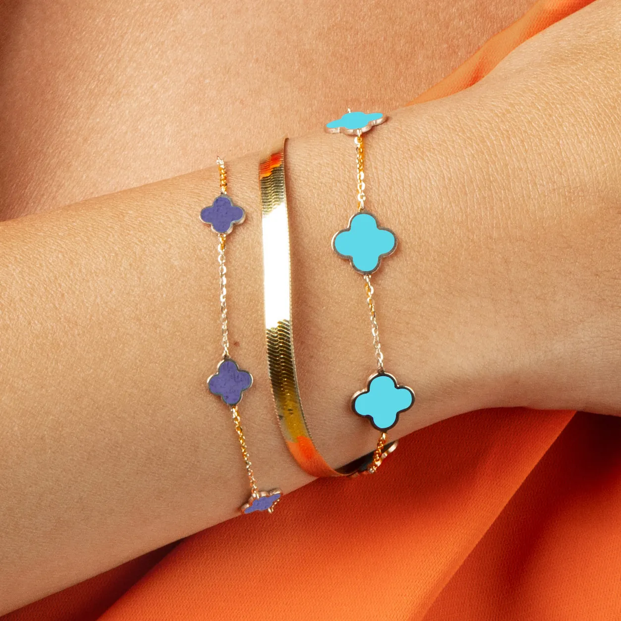 Mini Amethyst Clover Bracelet