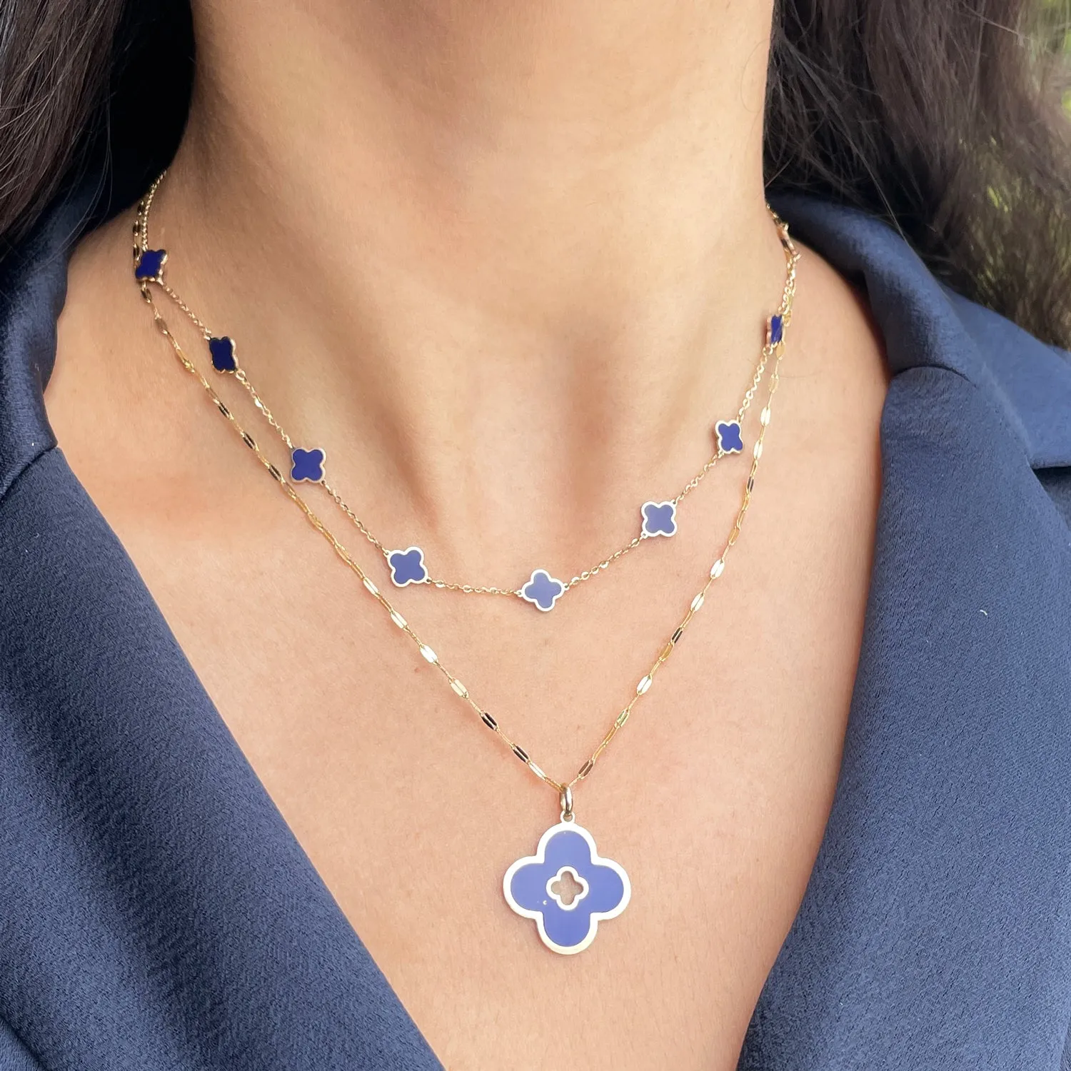 Mini Lapis Clover Necklace