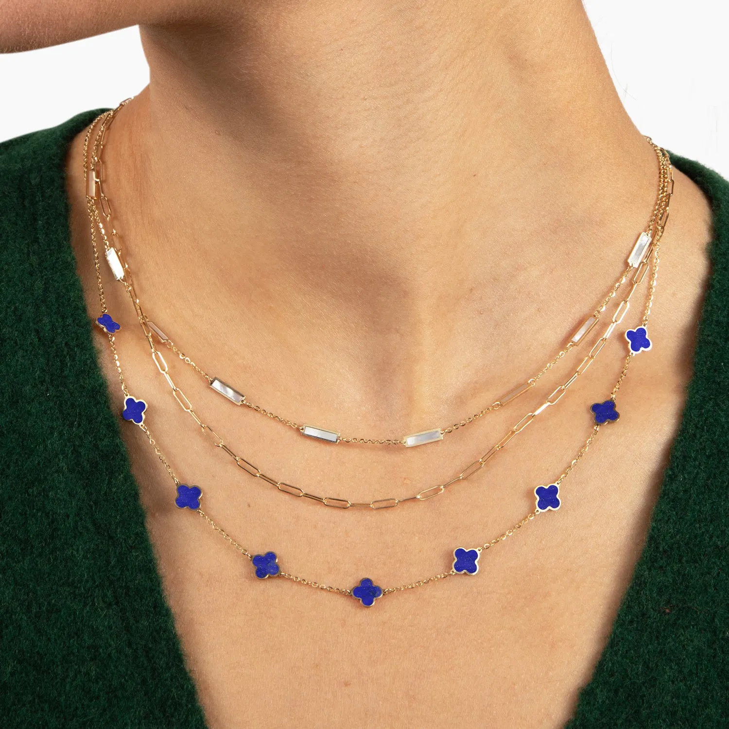 Mini Lapis Clover Necklace