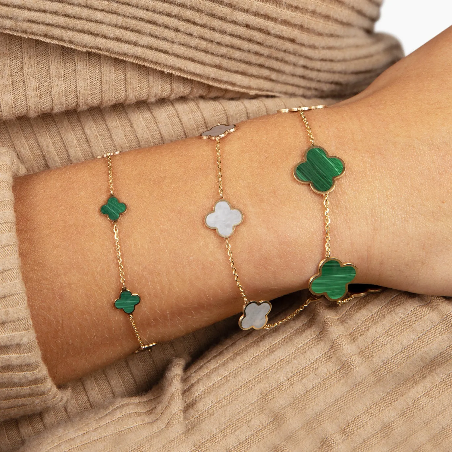 Mini Malachite Clover Bracelet