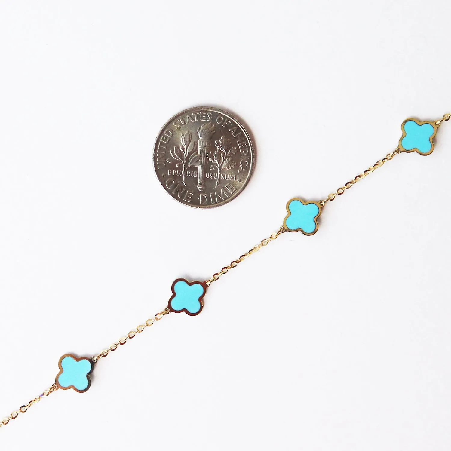 Mini Malachite Clover Bracelet