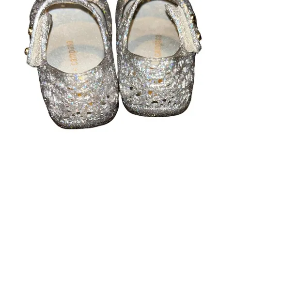 Mini Melissa girls silver glitter campana jelly flats toddler size 5