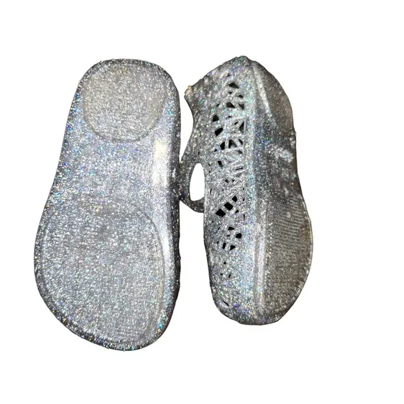 Mini Melissa girls silver glitter campana jelly flats toddler size 5