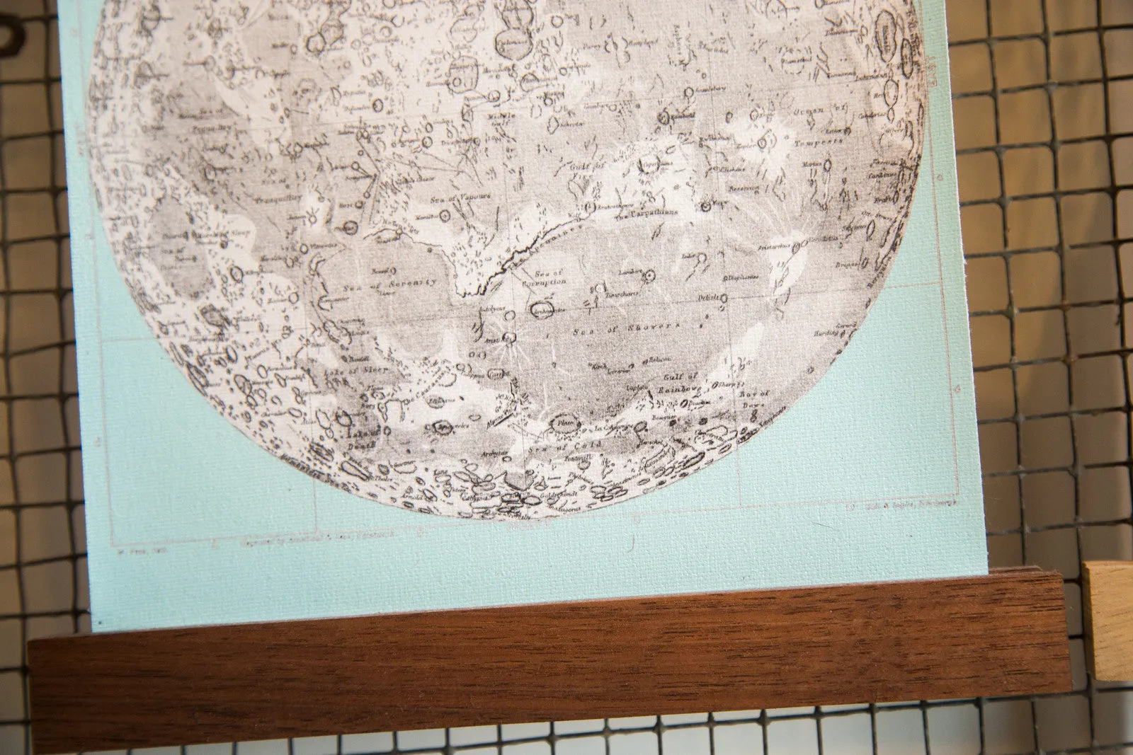 Mini Moon Chart Art Print Canvas Light Aqua