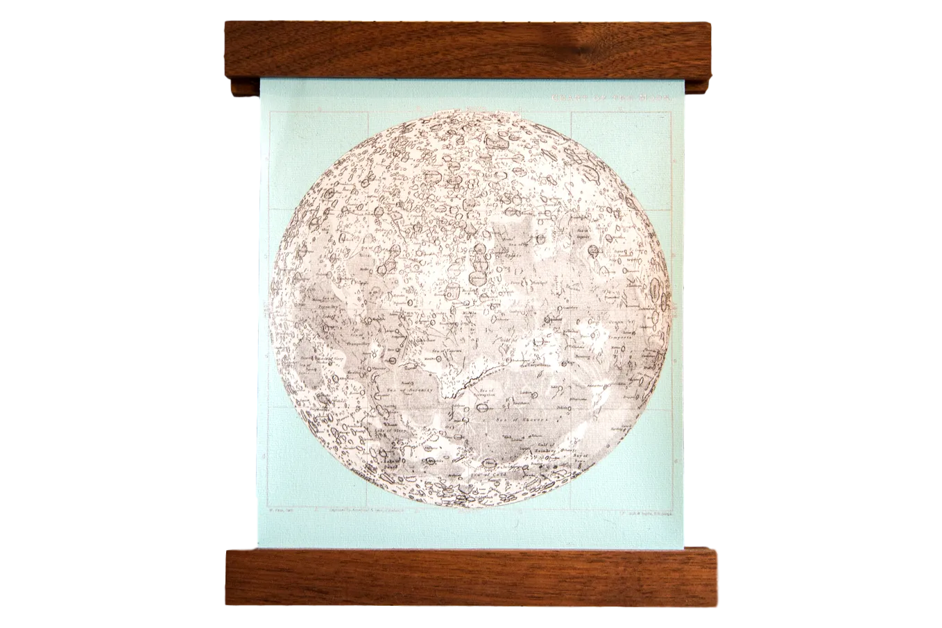 Mini Moon Chart Art Print Canvas Light Aqua