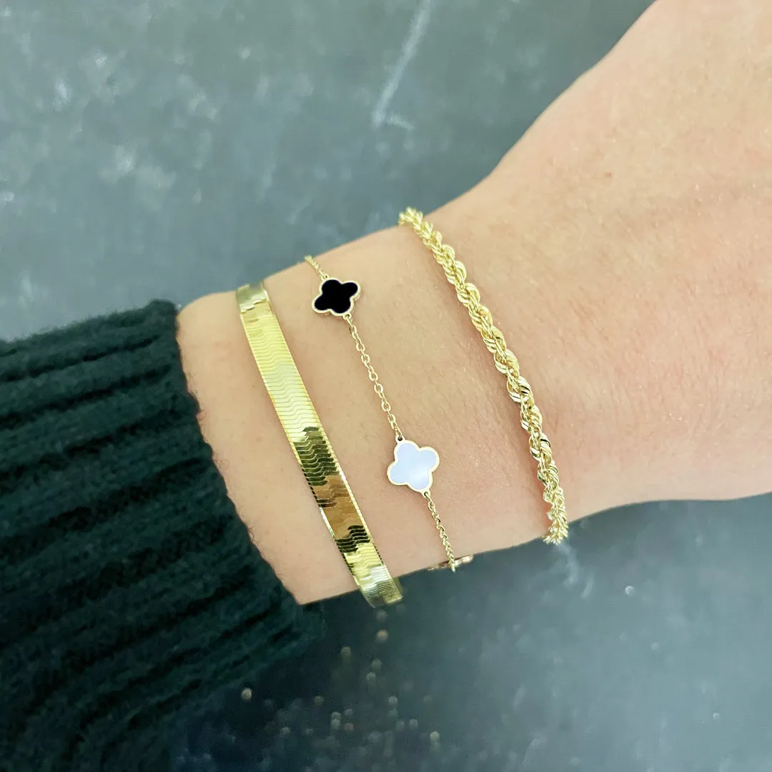 Mini Mother of Pearl and Onyx Mixed Clover Bracelet