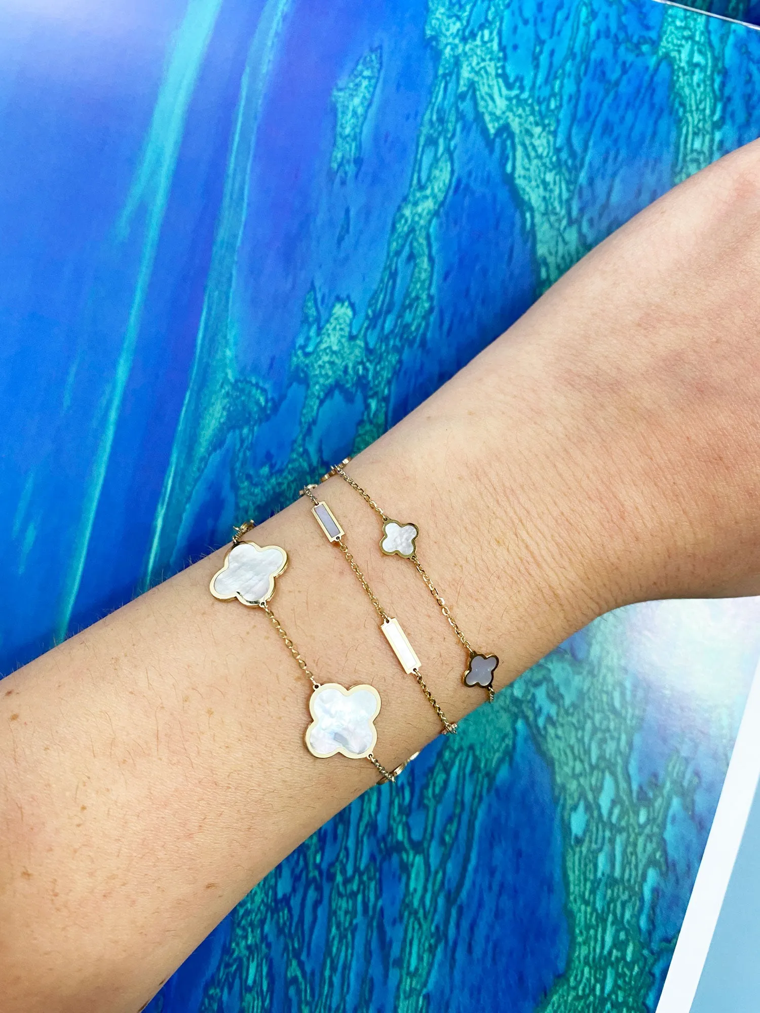 Mini Mother of Pearl Clover Bracelet