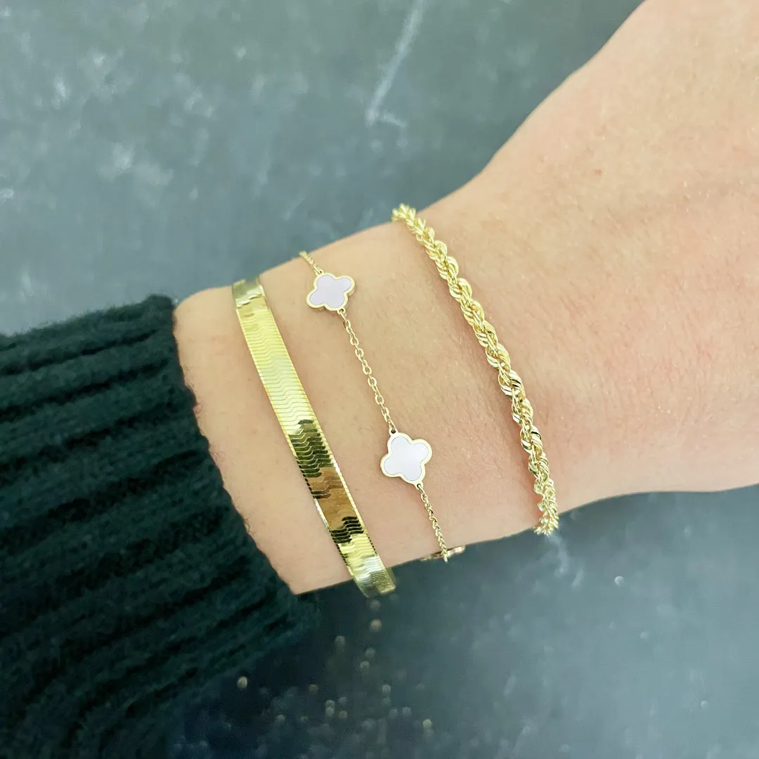 Mini Mother of Pearl Clover Bracelet