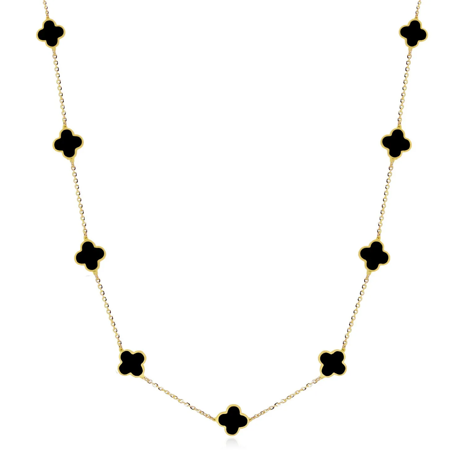 Mini Onyx Clover Necklace