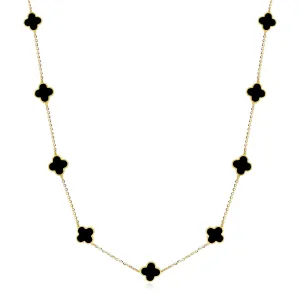 Mini Onyx Clover Necklace