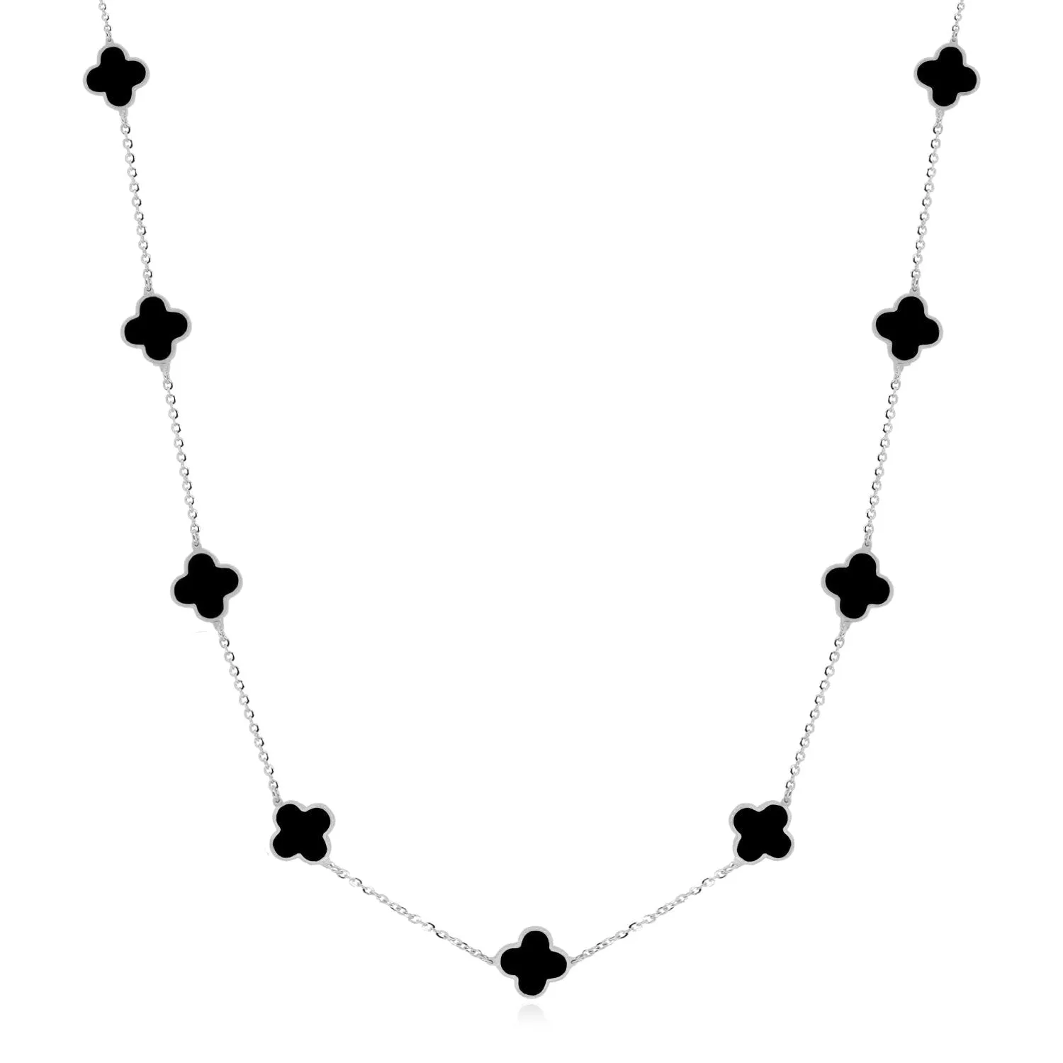 Mini Onyx Clover Necklace
