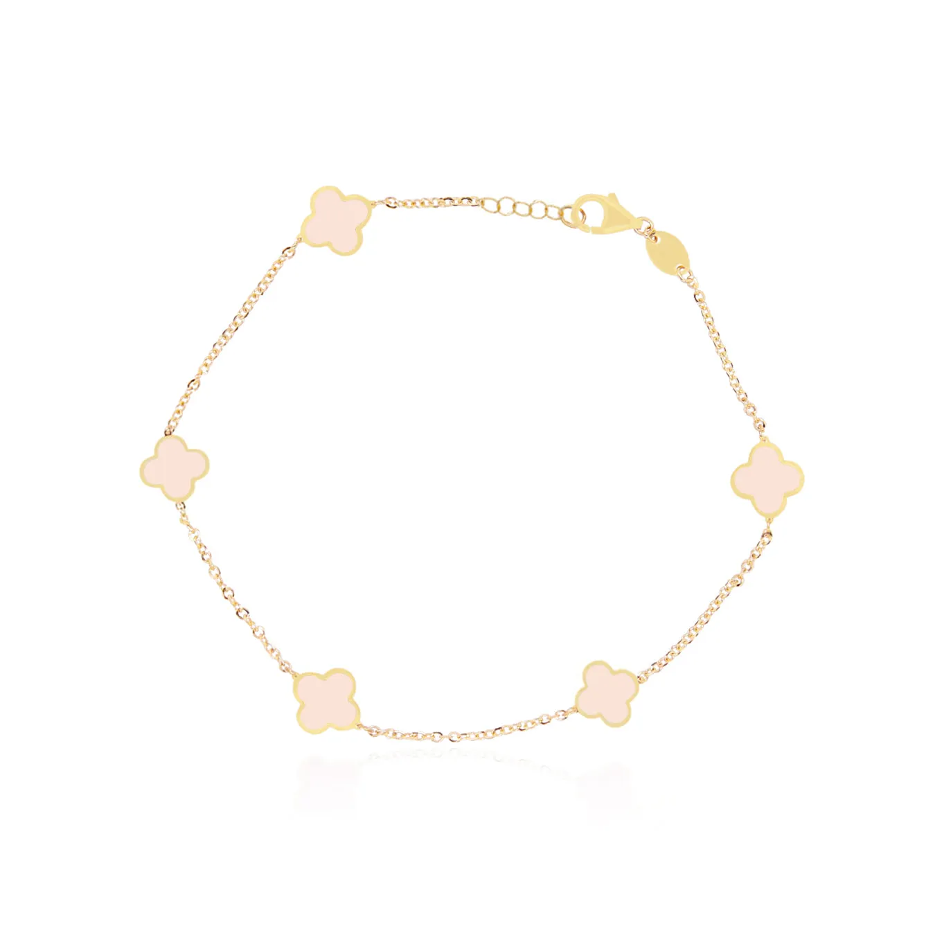 Mini Pink Pearl Clover Bracelet