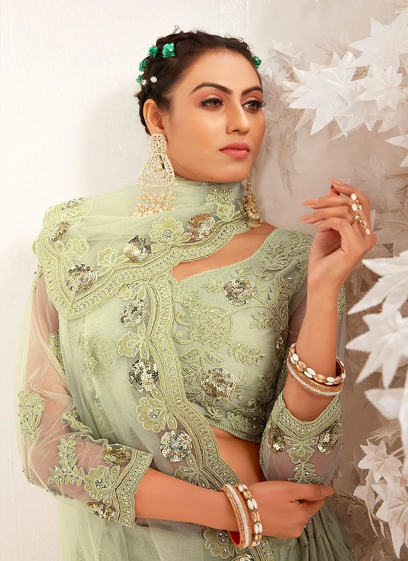 Mint Green Sequence Embroidered Lehenga