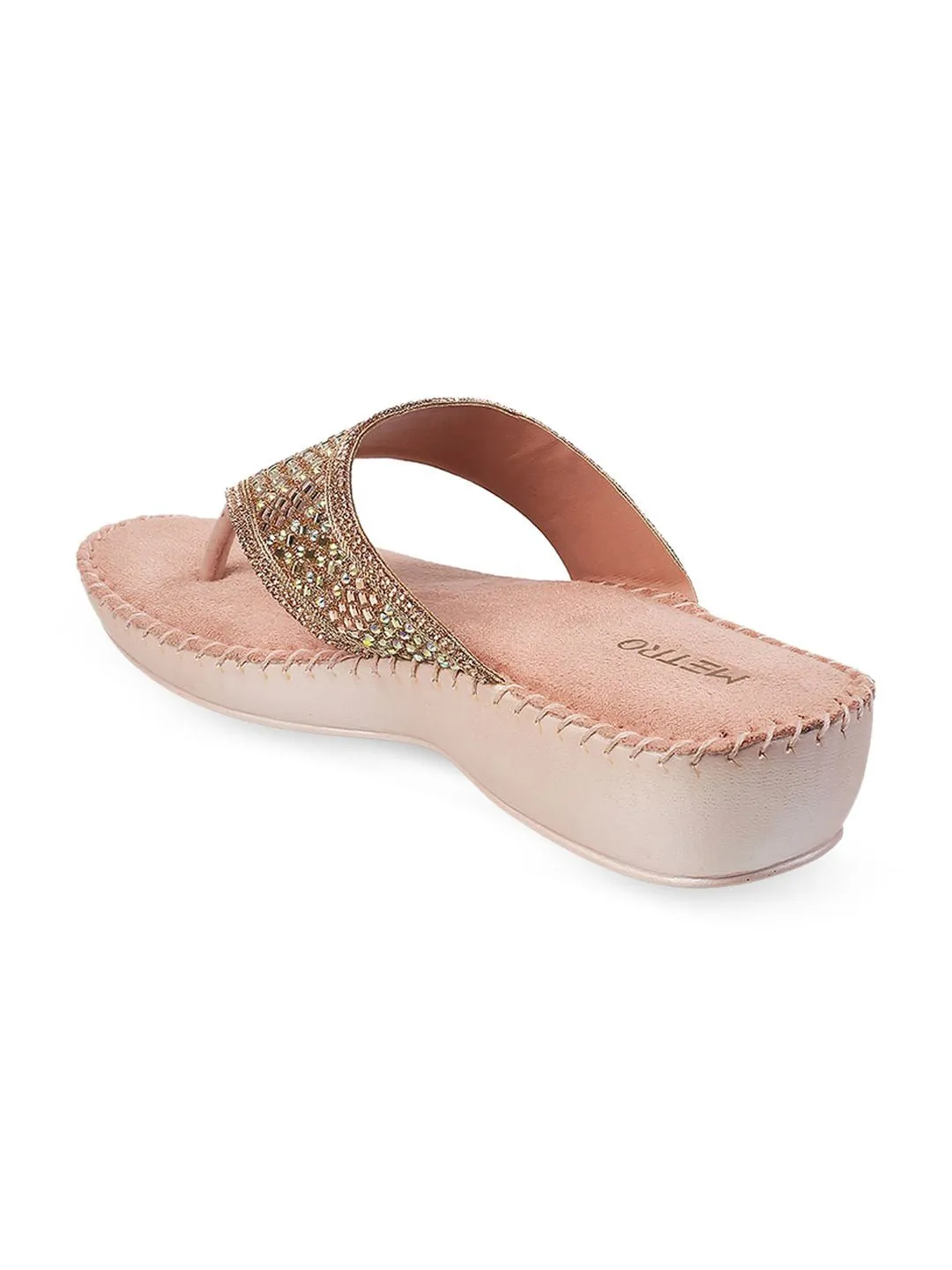 Mochi Women Embellished T-Strap Flats