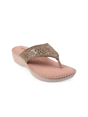 Mochi Women Embellished T-Strap Flats