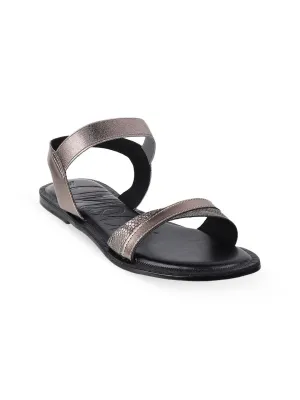 Mochi Women Grey Colourblocked Open Toe Flats