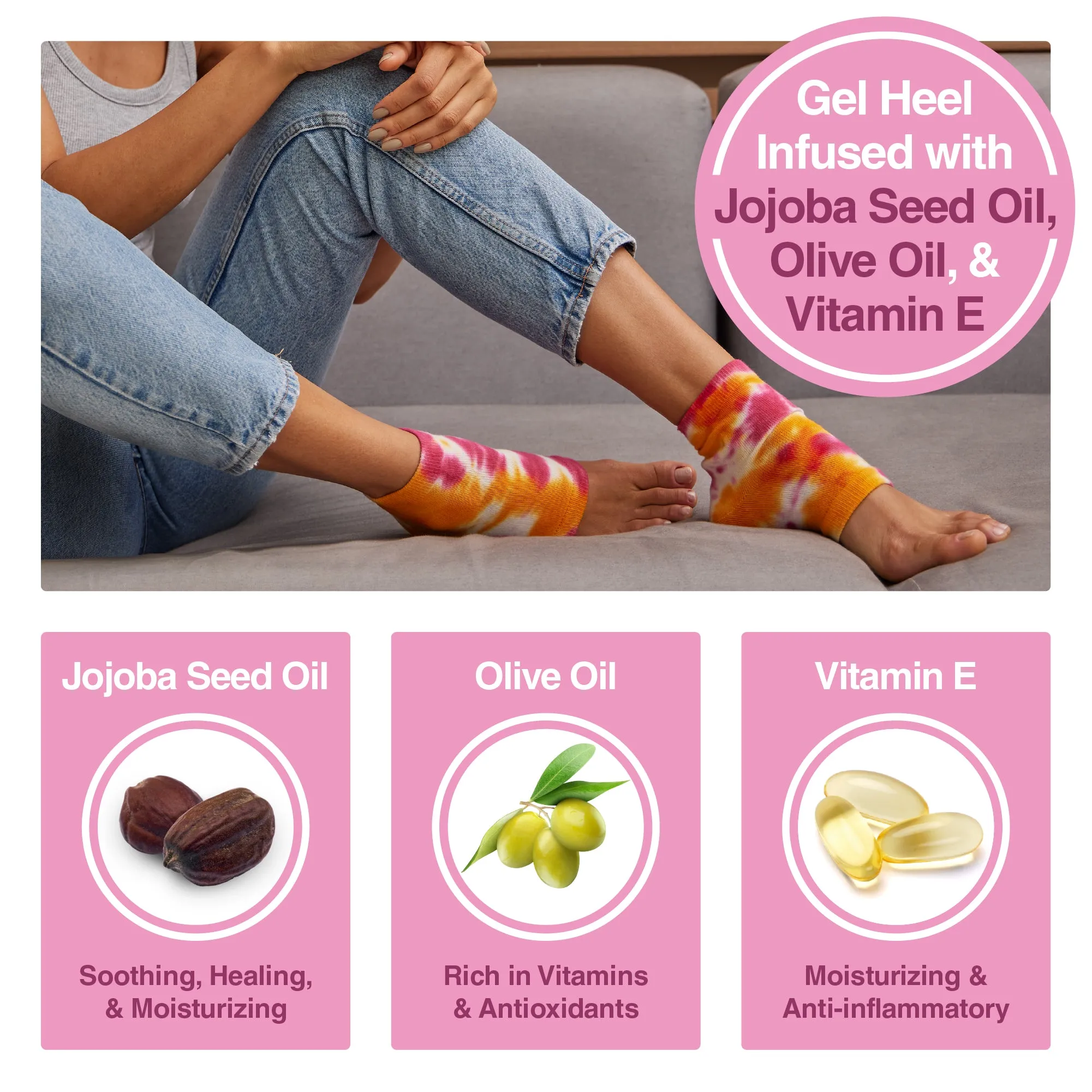 Moisturizing Gel Heel Socks - Tie Dye
