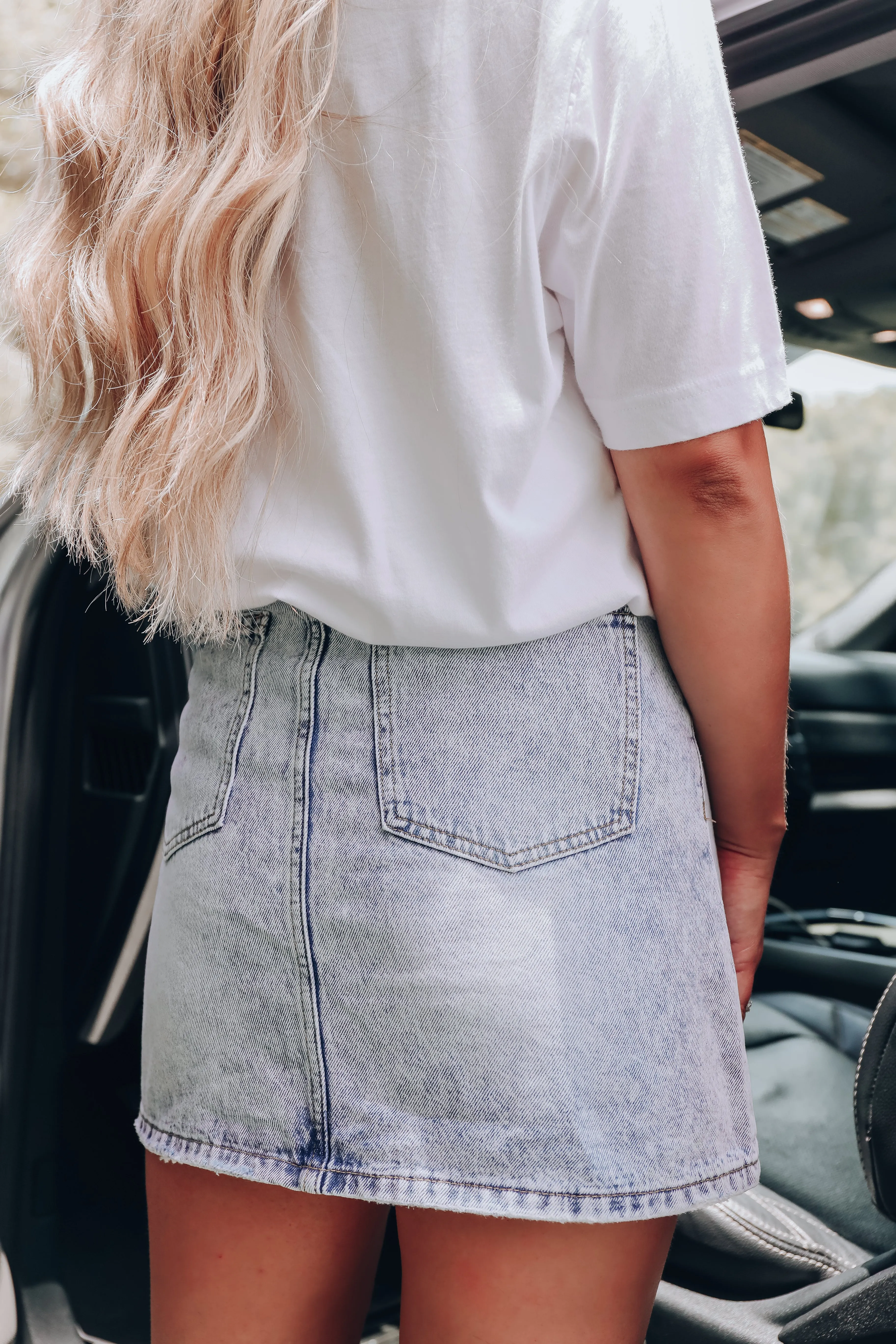 Morgan Studded Denim Mini Skirt - Light