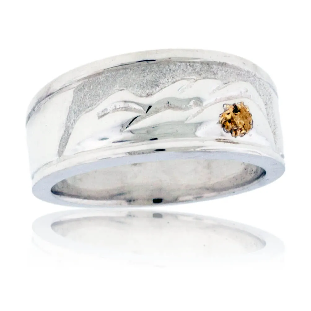 Mountain Scene Ring with Yellow Sapphire