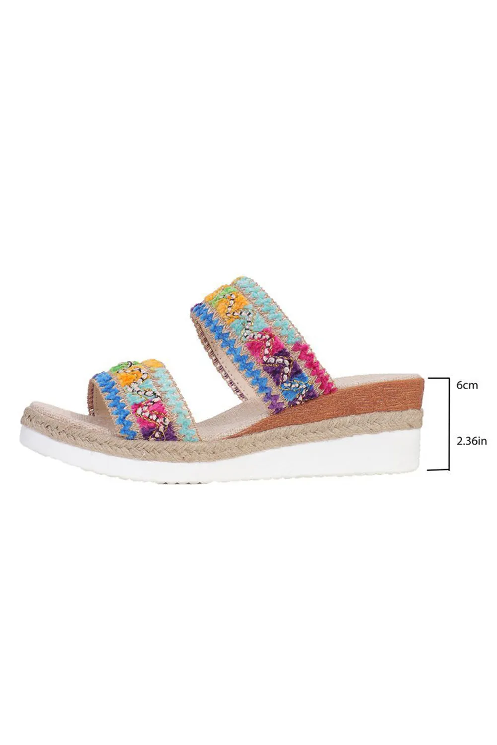 Multicolour Crochet Dual Band Wedge Slippers