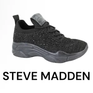 New authentic Steve Madden signature black glitter sneakers sz girls 5 display