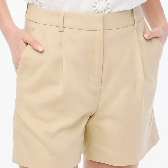 NEW J. Crew Refined Linen-Blend Structured Short in Sandstone Tan Size 14 NWT
