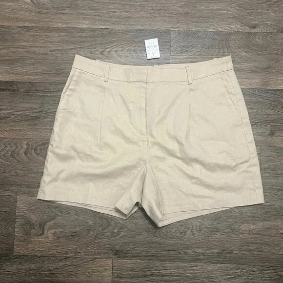 NEW J. Crew Refined Linen-Blend Structured Short in Sandstone Tan Size 14 NWT